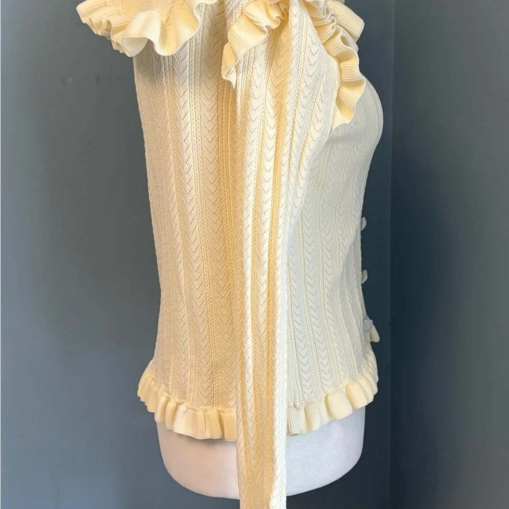 Zara Cream Ruffled Cardigan - Picture 11 of 14